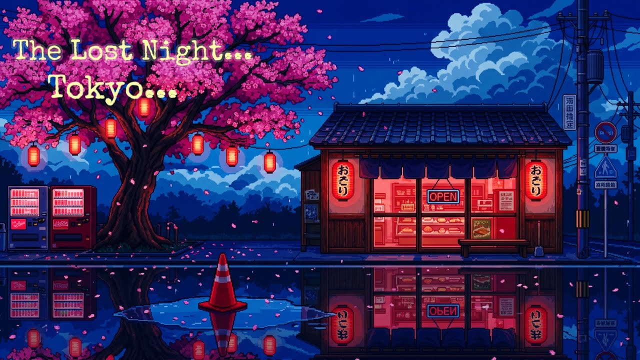 Midnight Sakura Street 🌸 30 Minute Cozy Japan Ambience