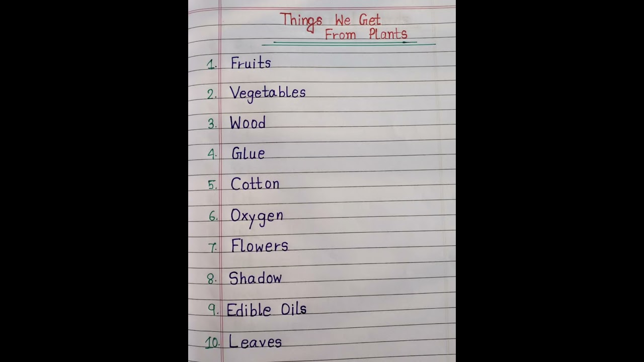 Things We Get From Plants In English