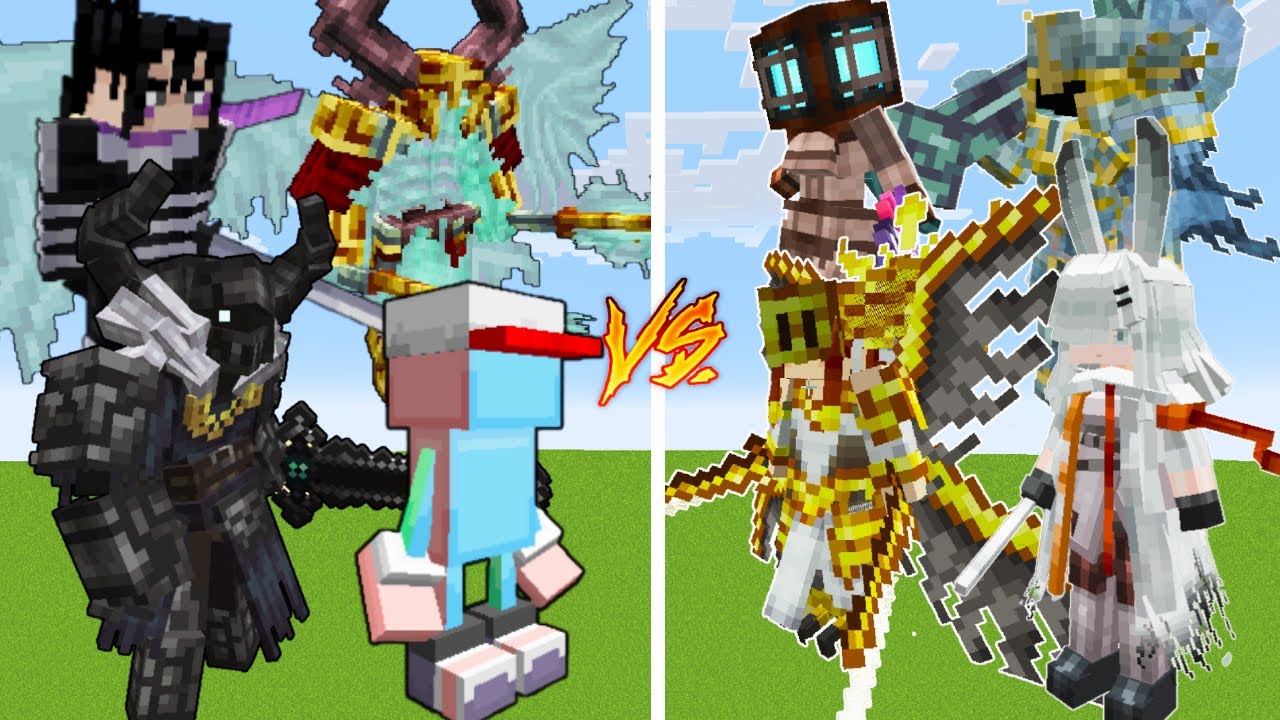 4 VS 4 Men's Team VS Women's Team  /Minecraft Mob Battle