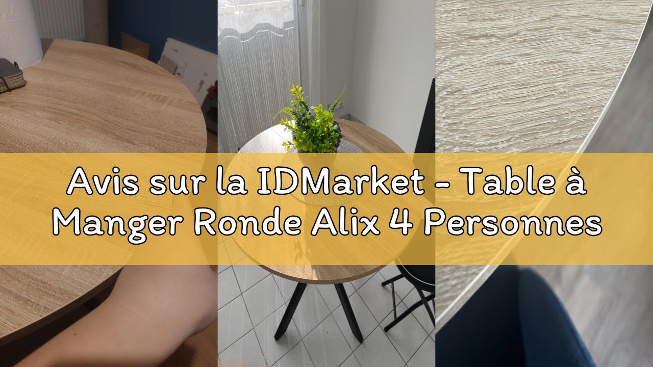 Avis sur la IDMarket - Table à Manger Ronde Alix 4 Personnes Pied araignée Bois et Noir 80 cm