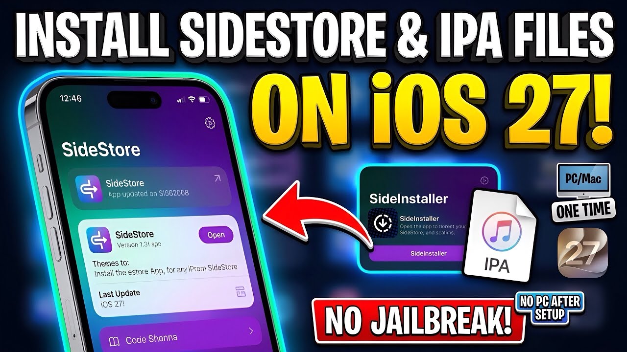 Установка SideStore на iOS 27! БЕЗ ДЖЕЙЛБРЕЙКА + БЕЗ ПК после настройки | Установка IPA-файлов на...