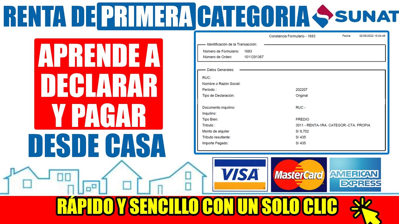 Renta de PRIMERA CATEGORIA: ¿Cómo DECLARAR y PAGAR? desde la comodidad de tu hogar