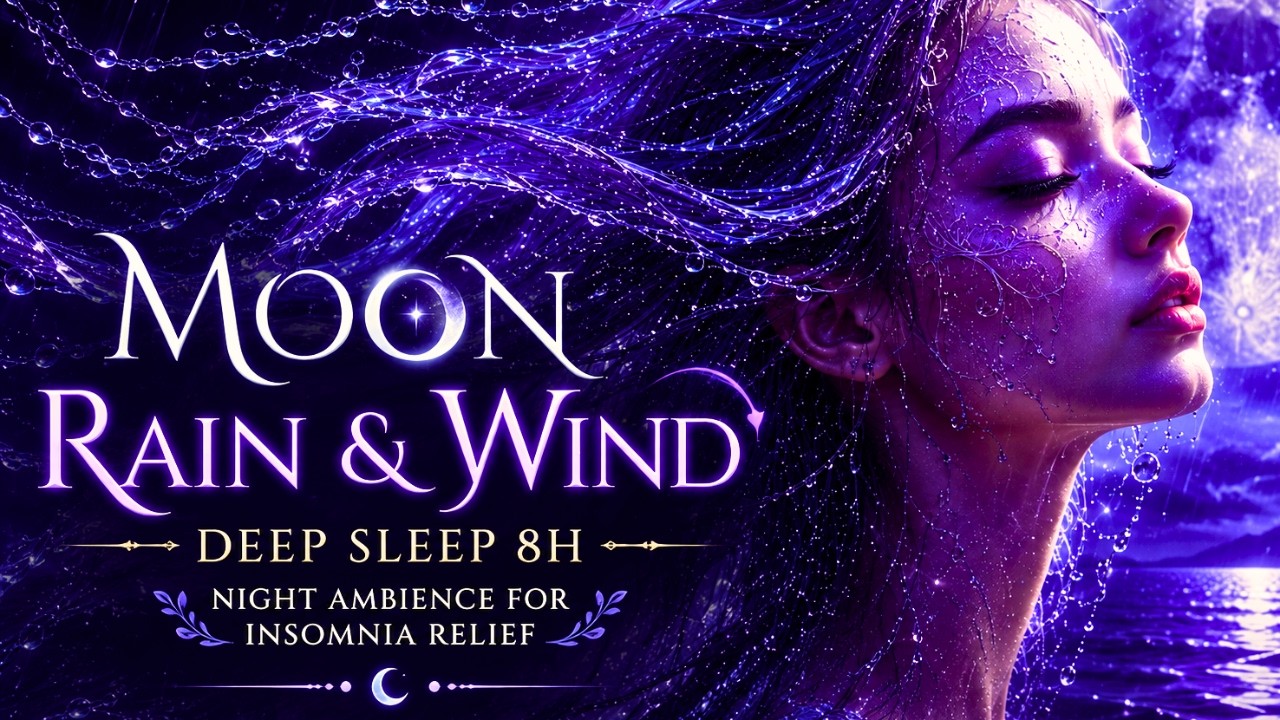 Moon Rain & Wind Sounds for Deep Sleep 🌧️ 8 Hours Night Rain Ambience for Insomnia & Relaxation