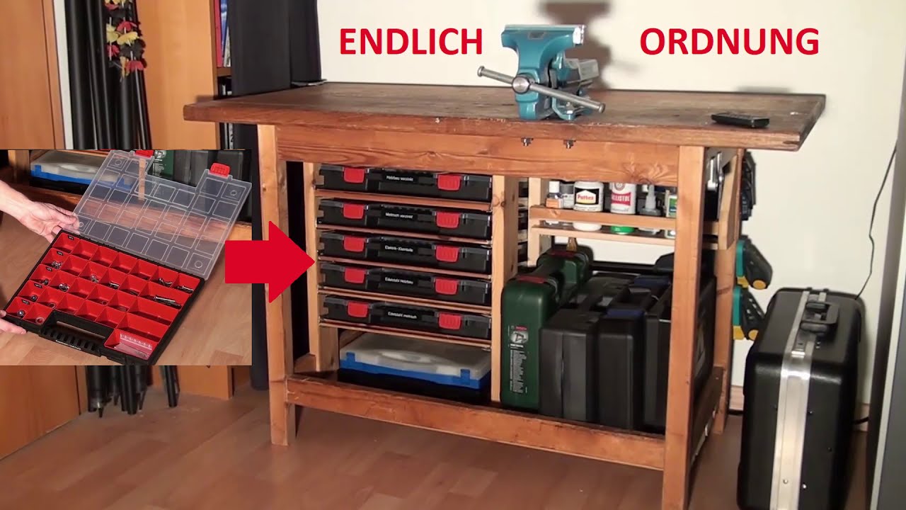 Endlich Ordung auf der Werkbank - 26€ Sortimentskasten Schrauben sortieren Regal Beschriftung NORP16