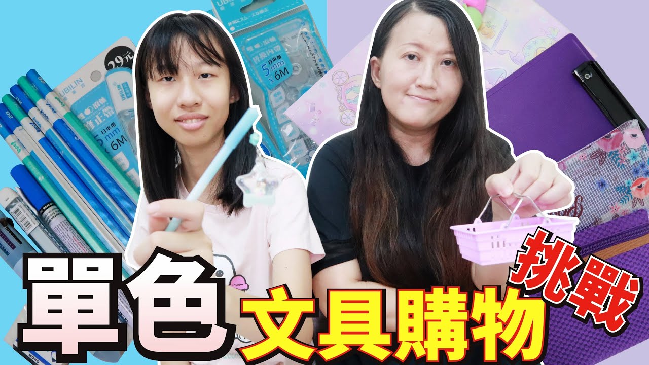 單色文具購物挑戰 [蕾蕾TV] [Lei Lei TV] 文具開箱