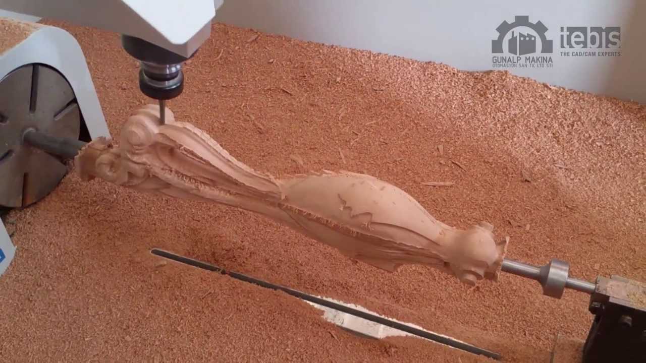 5 axis- cnc wood carving machine - 5 eksen cnc ahsap l&uuml;kens ayak oyma isleme makinasi