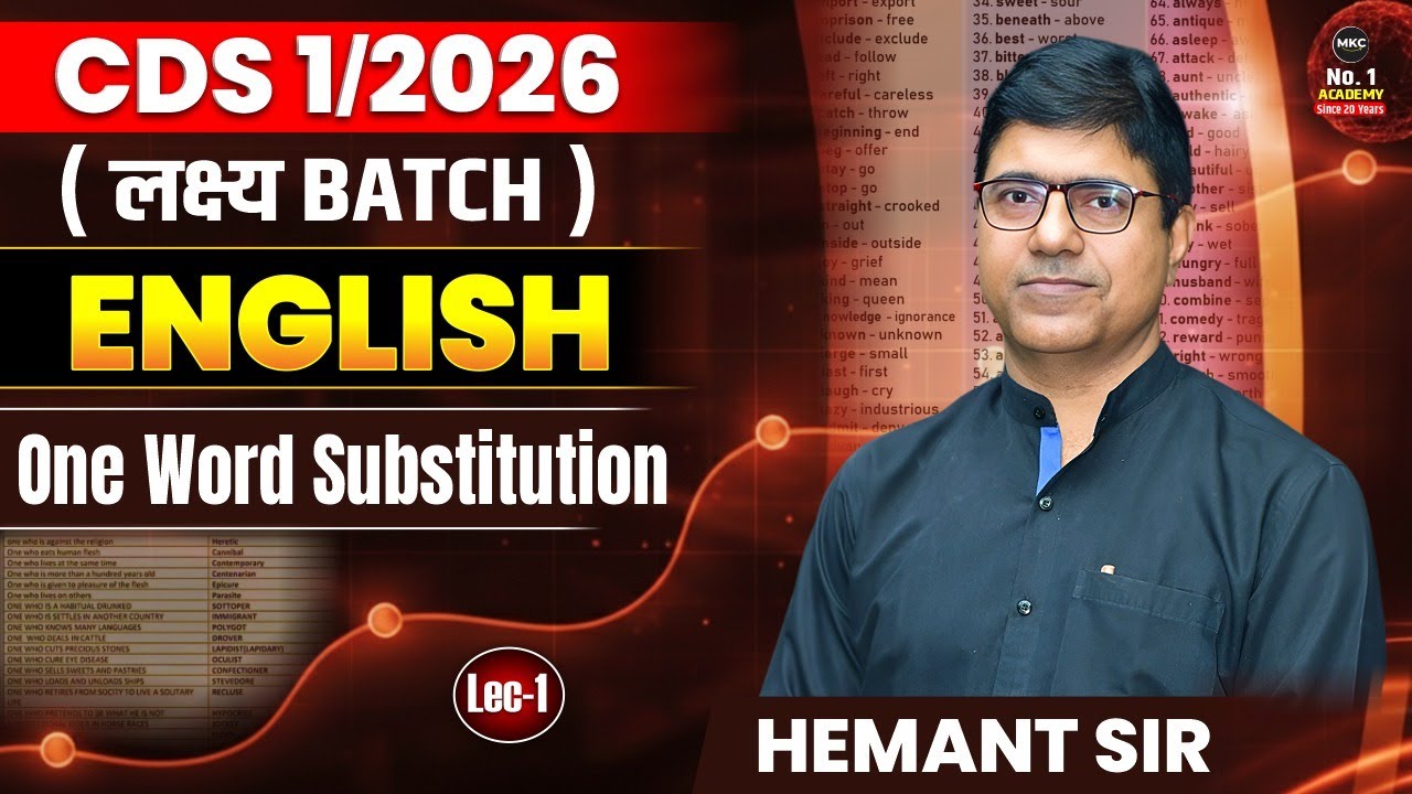 CDS 1 2026 : English | One-Word Substitution | CDS English One Word Substitution | CDS Preparation
