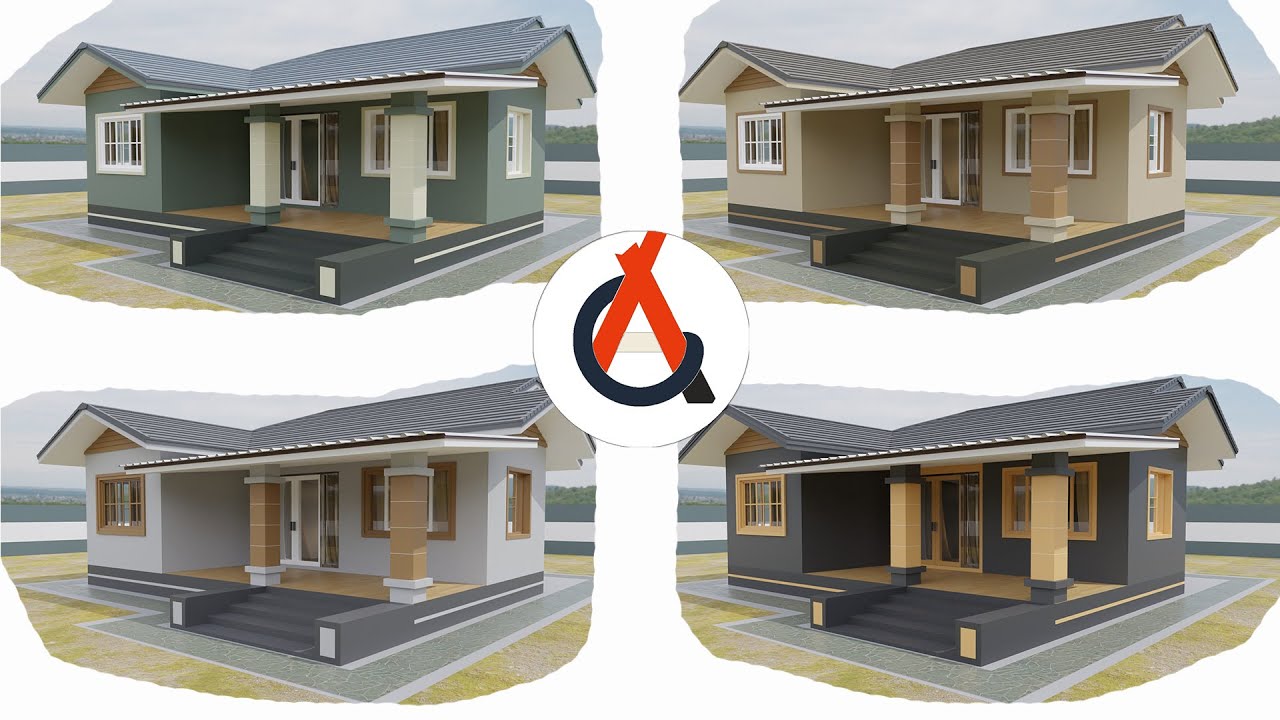 แบบสีบ้านสวยสามมิติ EP.9 [MAR1-4] 3 ห้องนอน 1 ห้องน้ำ 1 ห้องครัว