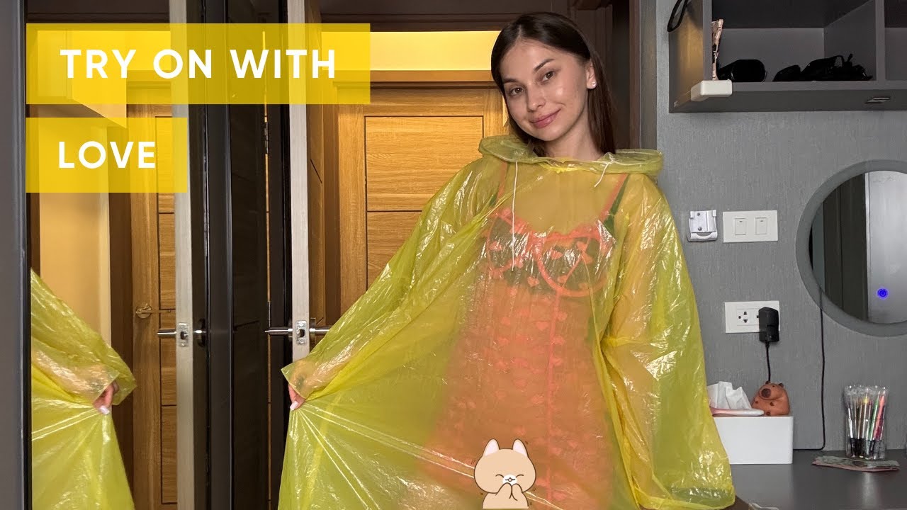 TRY ON A YELLOW RAINCOAT WITH ME ✨🤍 CALM TRY ON  HAUL ASMR COZY VIBES ☁️✨