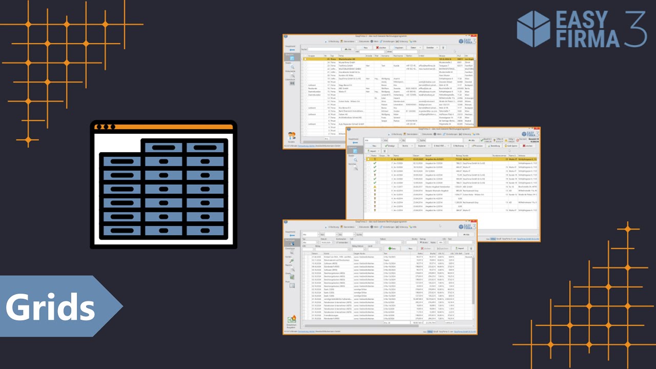 Effiziente Datenverwaltung mit Grids: So nutzen Sie die Tabellen in EasyFirma 3 optimal!