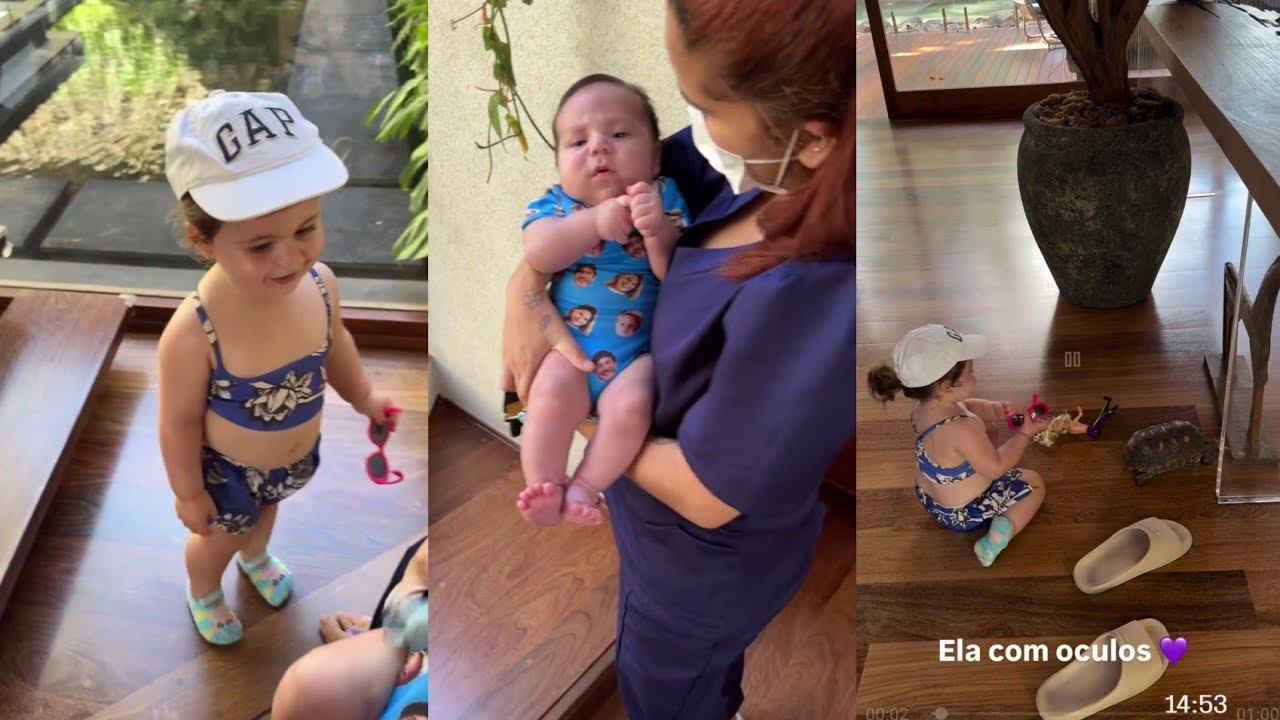 Lua e o irmão Ravi com a mamãe Viih Tube e o papai Eliezer