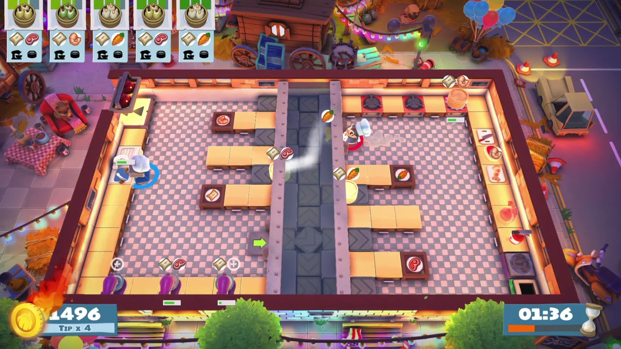 Overcooked 2 [World Record] Carnival of Chaos Kevin1 - 2 players - Score: 2728