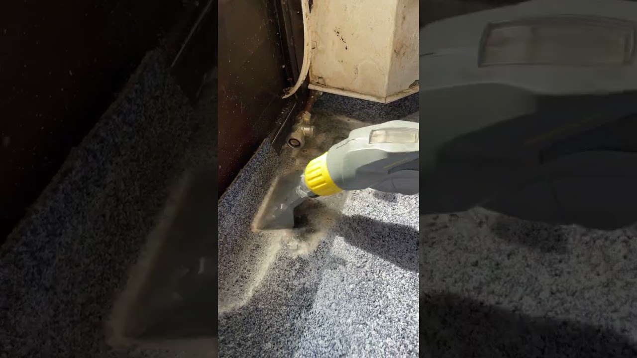 Wet cleaning of floor carpets with Kärcher Puzzi 30/4 professional spray extraction carpet cleaner