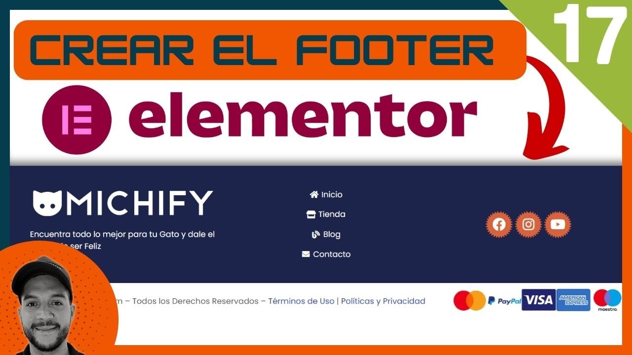 Creando Footer o Pie de Página con Elementor Pro | Curso TIENDA VIRTUAL 2023 Video #17