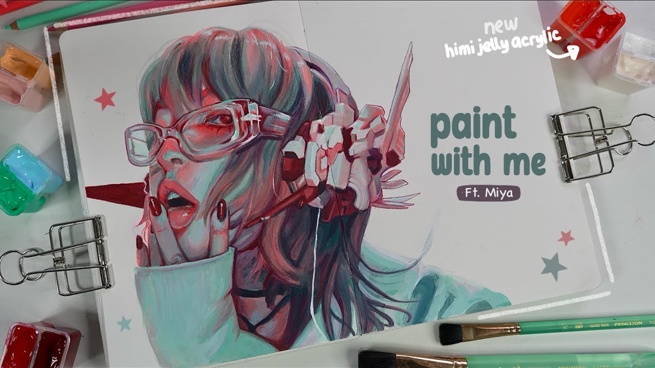 Unboxing & trying out the NEW Miya Himi acrylic jelly paint. [ paint with me ]