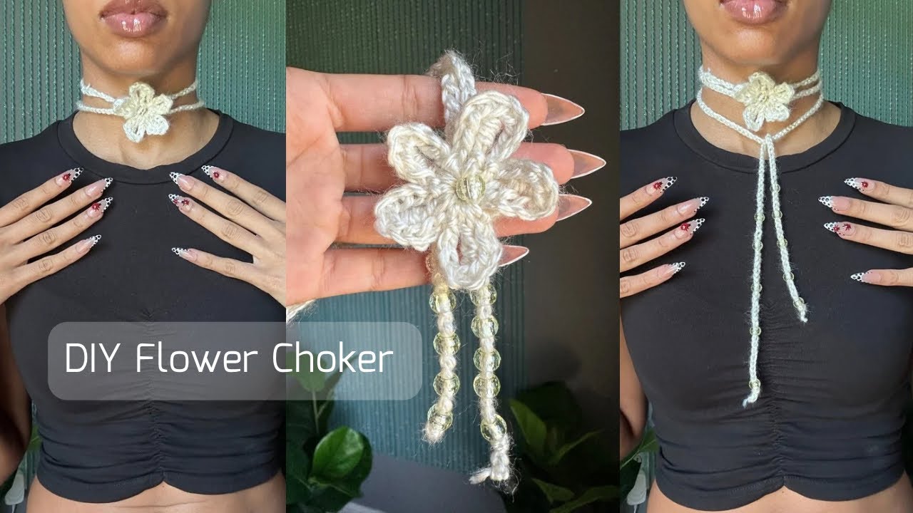 Crochet Flower Necklace Tutorial 