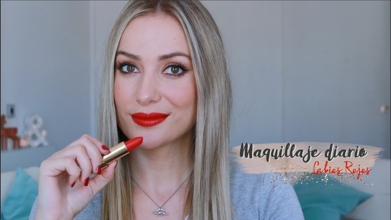 Maquillaje para diario labios rojos