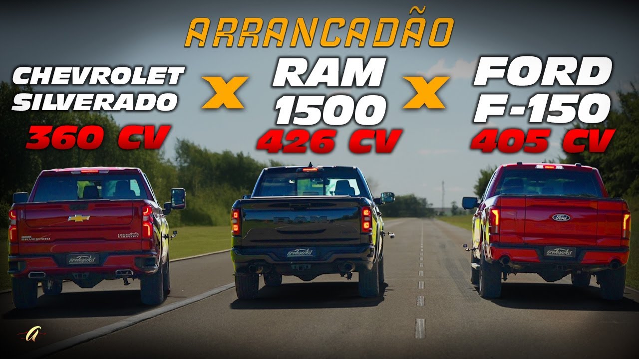 FORD F-150 x RAM 1500 x CHEVROLET SILVERADO NA ARRANCADA! Qual picape grande é a mais rápida do BR?
