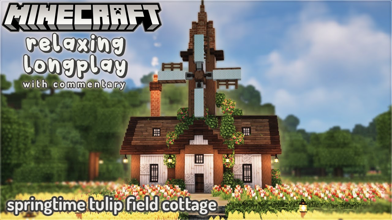 🌷Building a Springtime Tulip Field Cottage🌷Minecraft Relaxing Longplay With Commentary