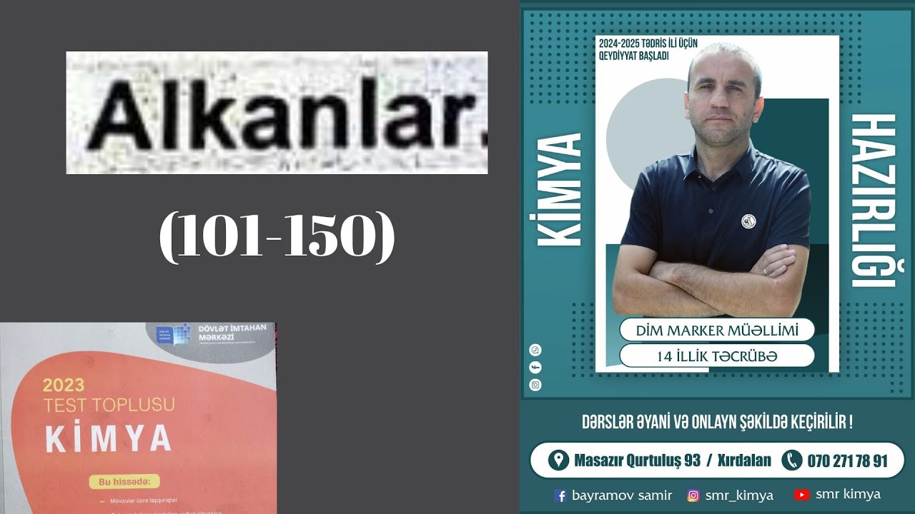 alkanlar (101-150) DİM test toplusu 2023.#kimya #dim #kimyahazirliq #miq #abituriyent