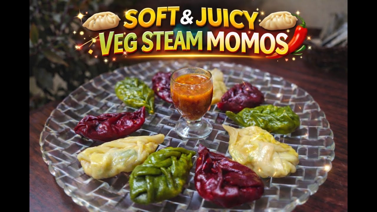 Soft and juicy veg steam momos at home🥟| Restaurant style momos recipe |street style momos at home😍🌶