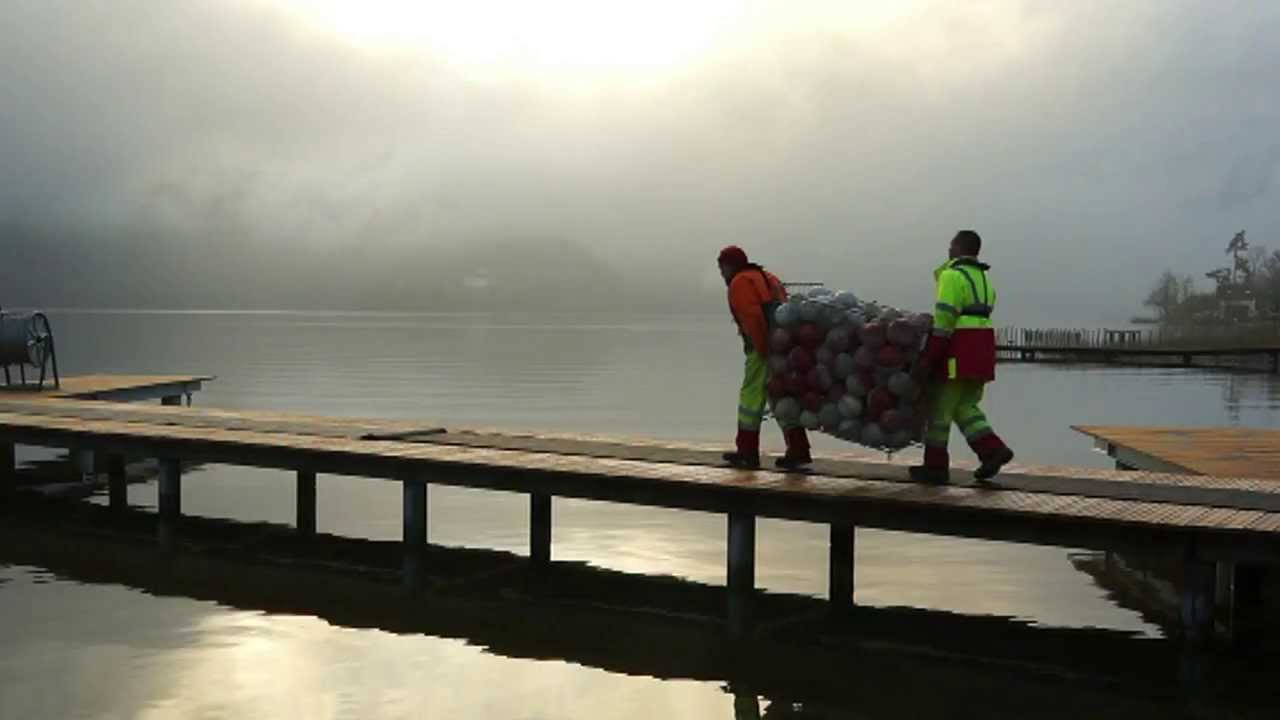 Montage du nouveau bassin d'aviron - Lac d'Aiguebelette