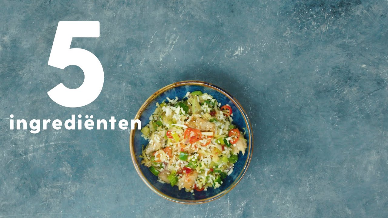Wat eten we vandaag? Vegetarisch wokgerecht met bloemkoolrijst en chilisaus