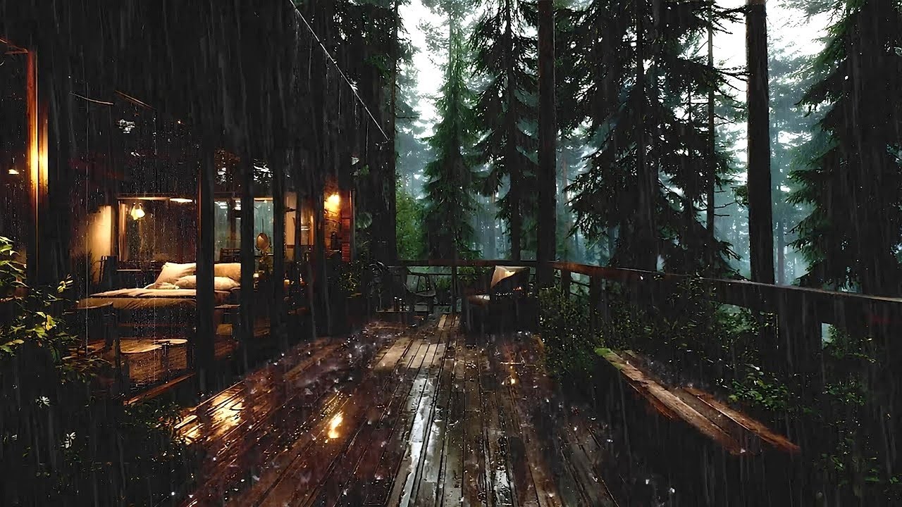 Calm Rain Surrounding the Forest Cabin 🌧️ | Alone at Night with Rain Ambience