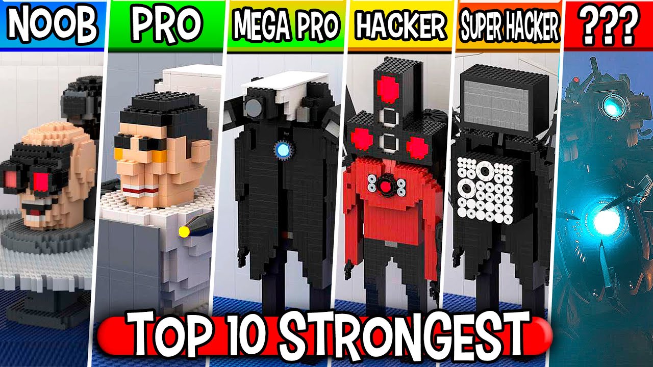 LEGO TOP 10 Strongest Characters in Skibidi Toilet : Noob, Pro, HACKER! / (Skibidi Toilet)