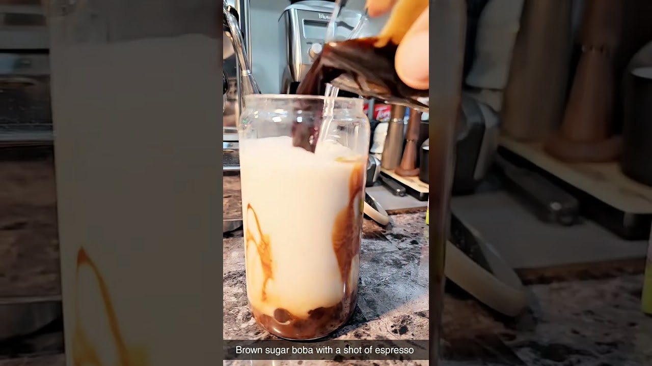 brown sugar Bobba with shot of espresso 