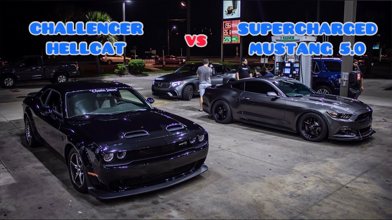 DODGE CHALLENGER HELLCAT VS PAXTON SUPERCHARGED FORD MUSTANG 5.0 | GRUDGE RACING | C.F.RACING | 4K