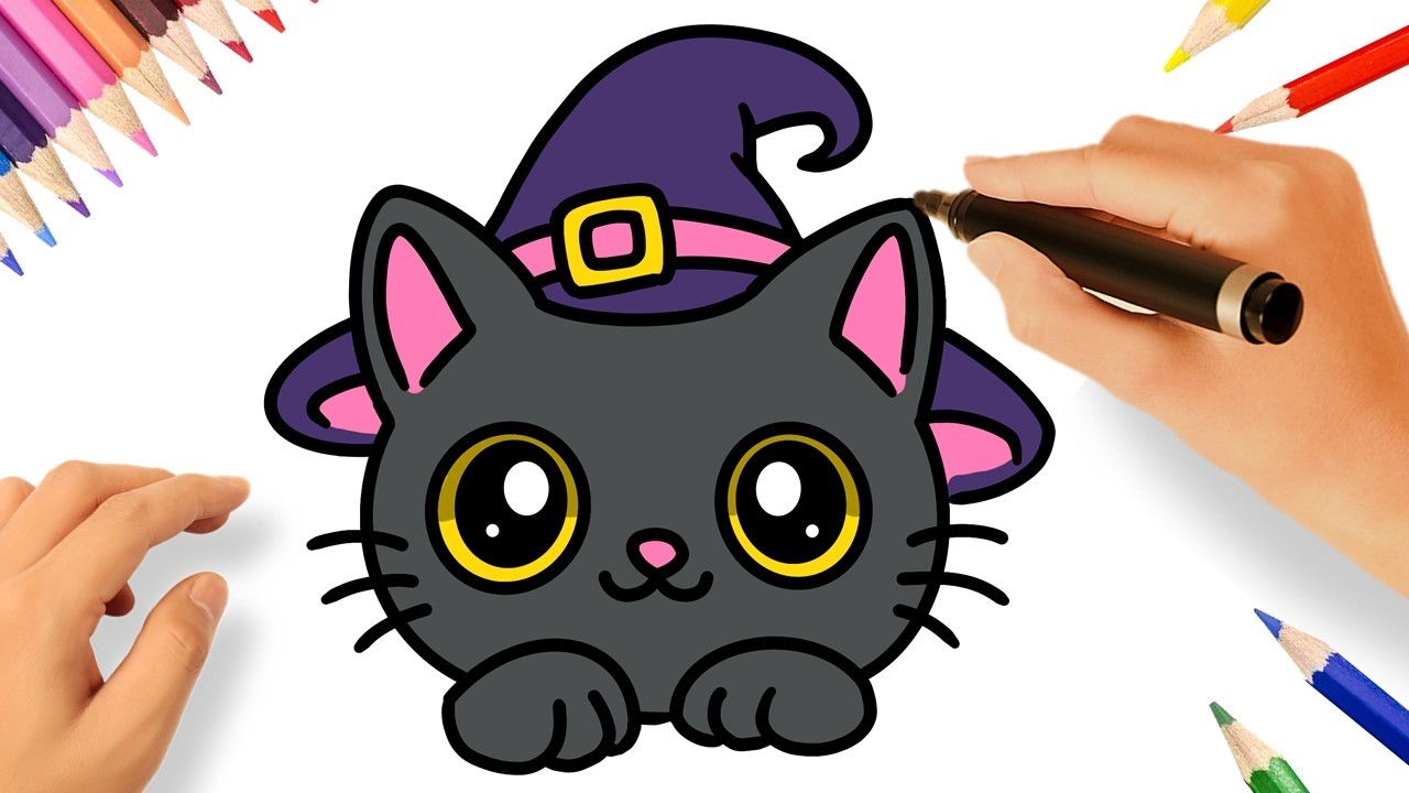 COMMENT DESSINER UN CHAT D'HALLOWEEN 🐱❤️