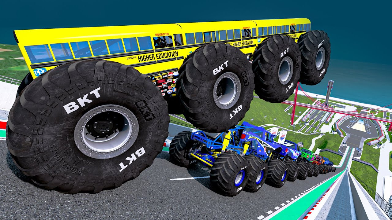 BeamNG Monster Truck Jumping Mayhem Epic Crashes!
