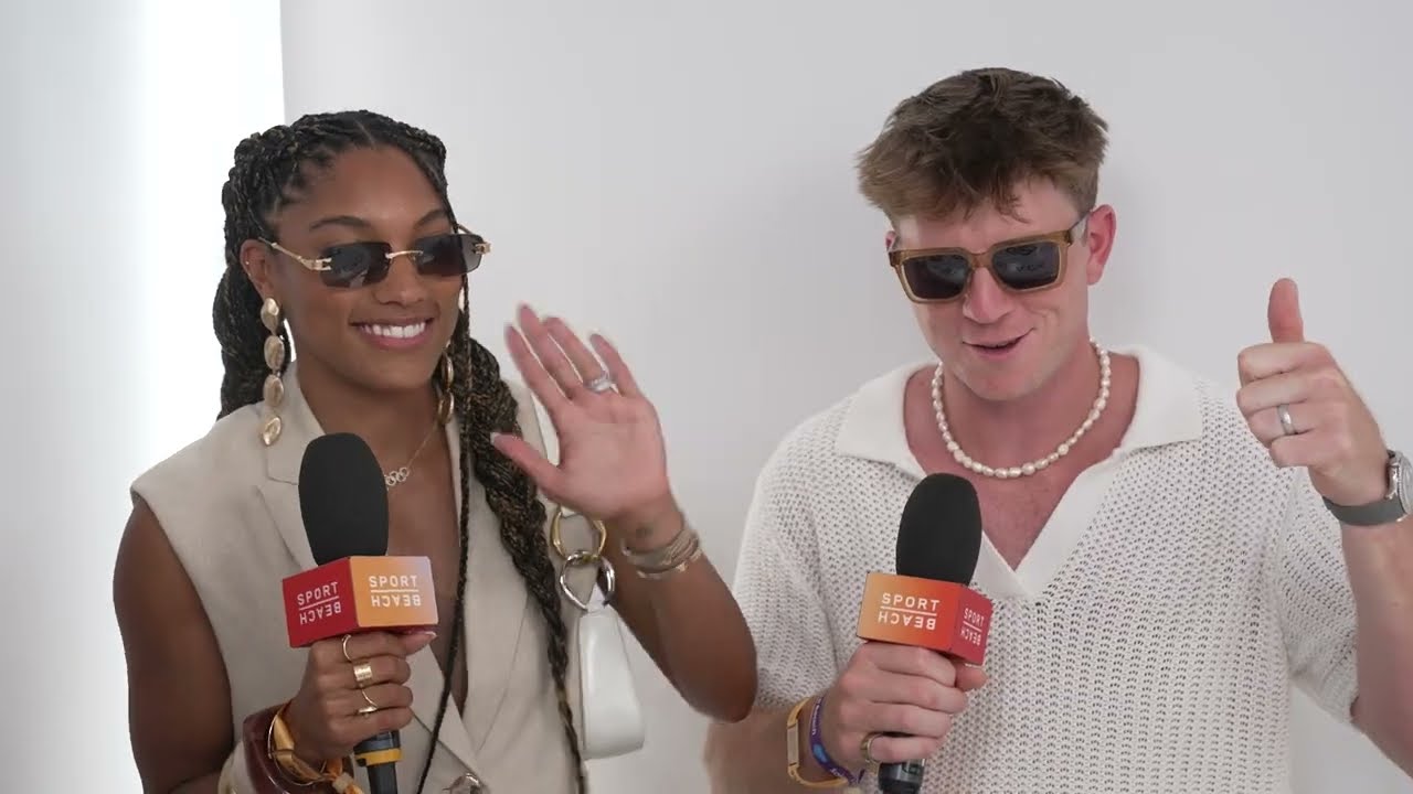 Tara Davis-Woodhall & Hunter Woodhall Join Bryan Rowles in the SPORT BEACH Content Studio