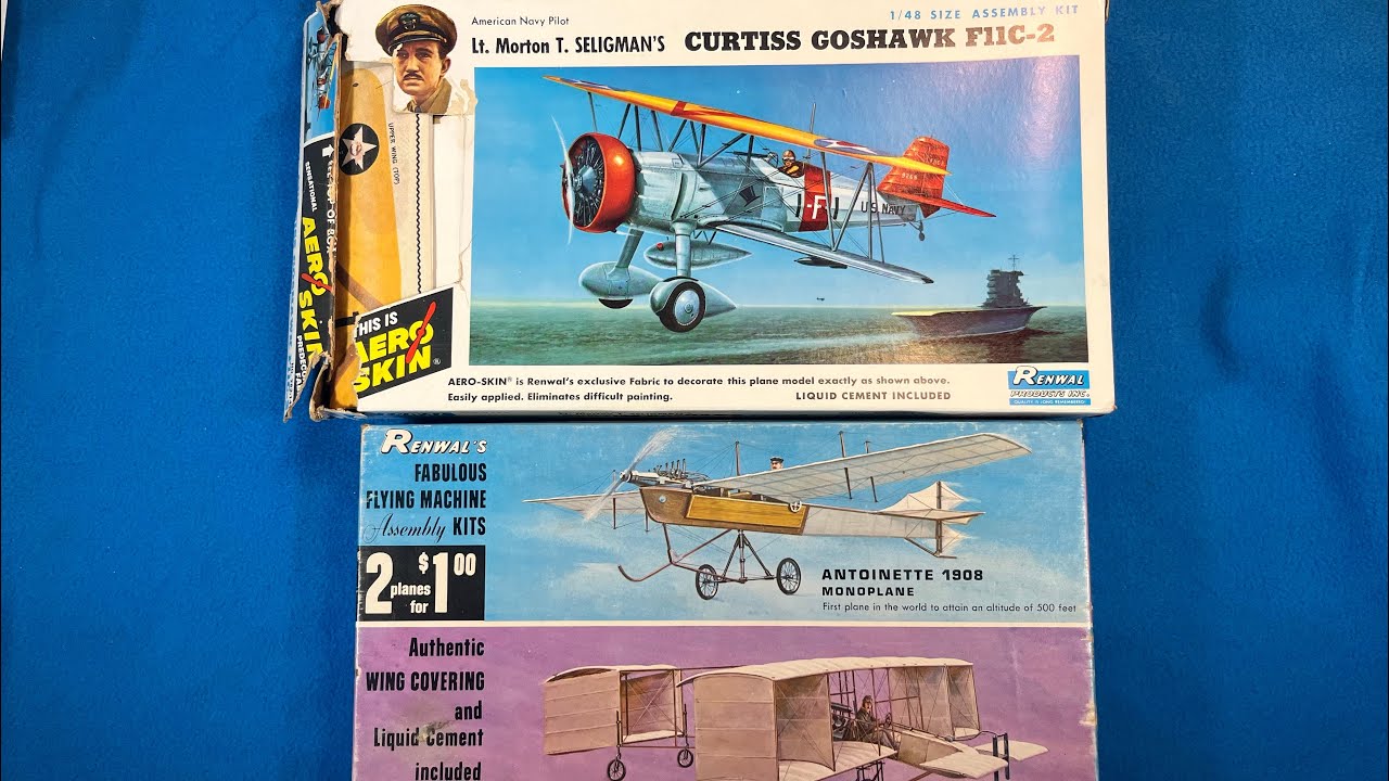 Renwal 1964 Aero-Skin Antoinette and Voisin + 1967 Goshawk F11C-2 Vintage Model Airplane Kit