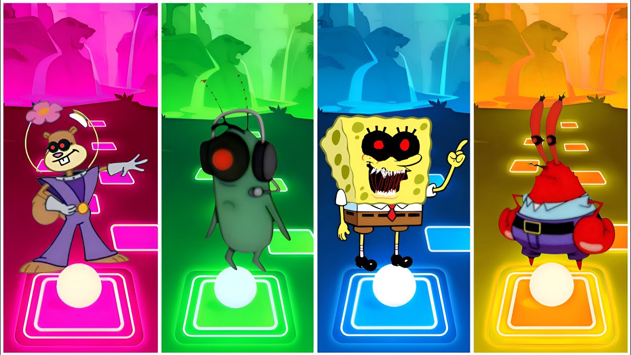 SANDY EXE VS PLANKTON EXE VS SPONGEBOB EXE VS MR KRABS EXE | TILES HOP