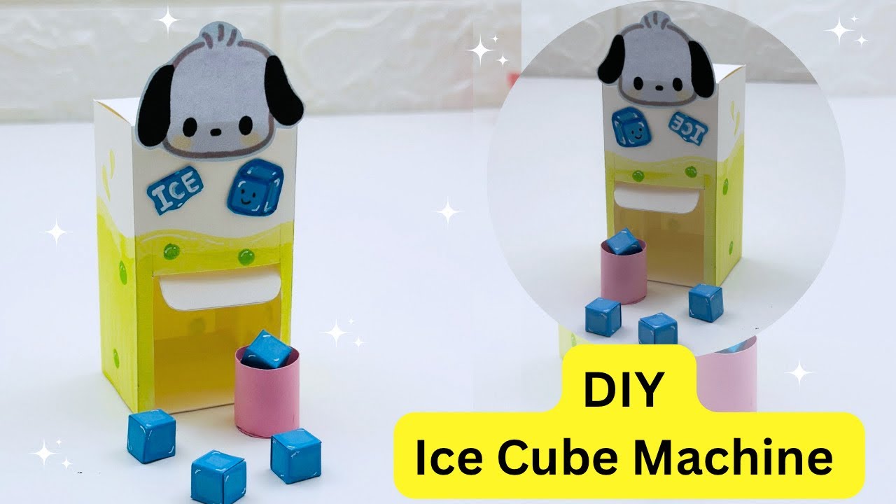 DIY MINI PAPER ICE CUBE MACHINE / Paper Craft / 3d Paper ice cube MACHINE  For doll house /miniature