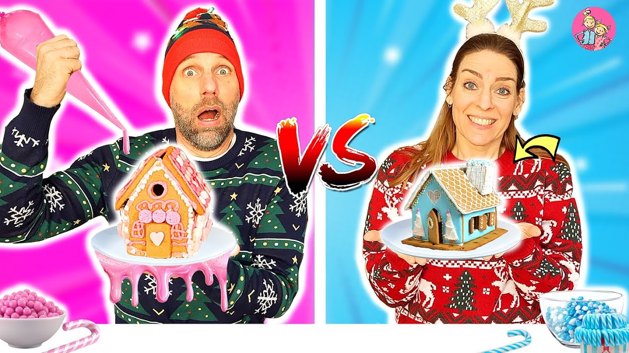WIE MAAKT HET BESTE SNOEPHUISJE? *Peperkoekhuis Challenge In 1 KLEUR!! ♥DeZoeteZusjes♥