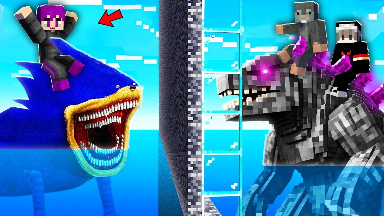 ماين كرافت : اقوي معركة بيني انا وصديقي الفأر سونيك الشيطاني ضد جودزيلا العملاق.!! 🔥😱