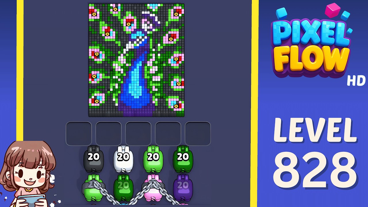 Pixel Flow Level 828 Solution Walkthrough