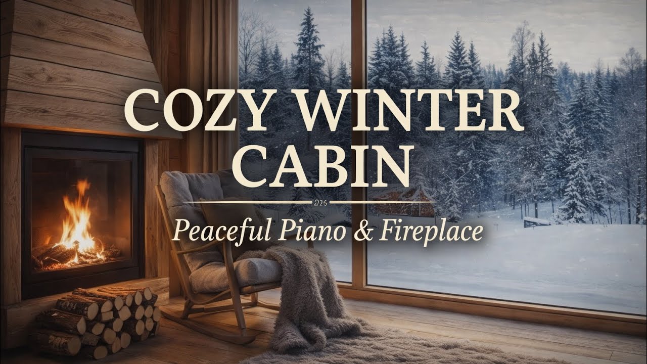 Cozy Winter Cabin Fireplace ❄️🔥 | Peaceful Piano Music & Fireplace Sounds (2 Hours)
