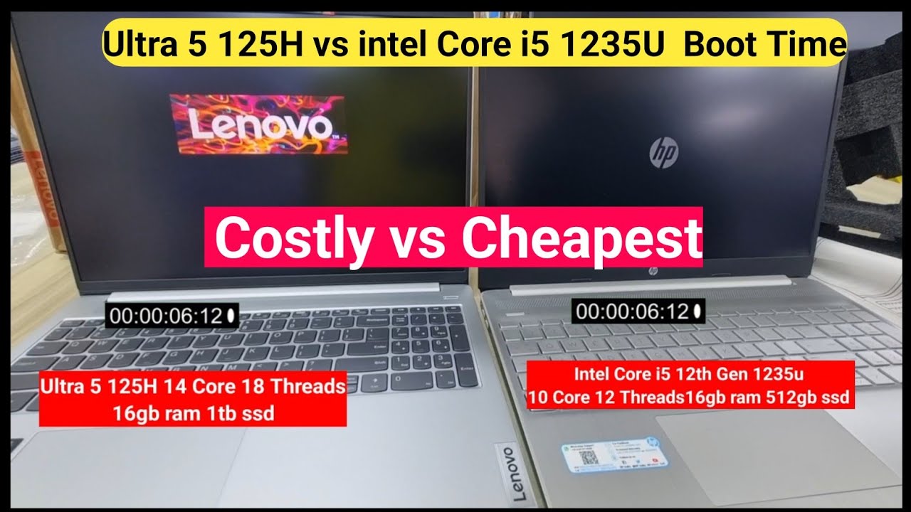 Ultra 5 125H vs Core i5 1235U | Ultra 5 125H | intel i5 12th gen | ultra 5 vs intel i5 boot time