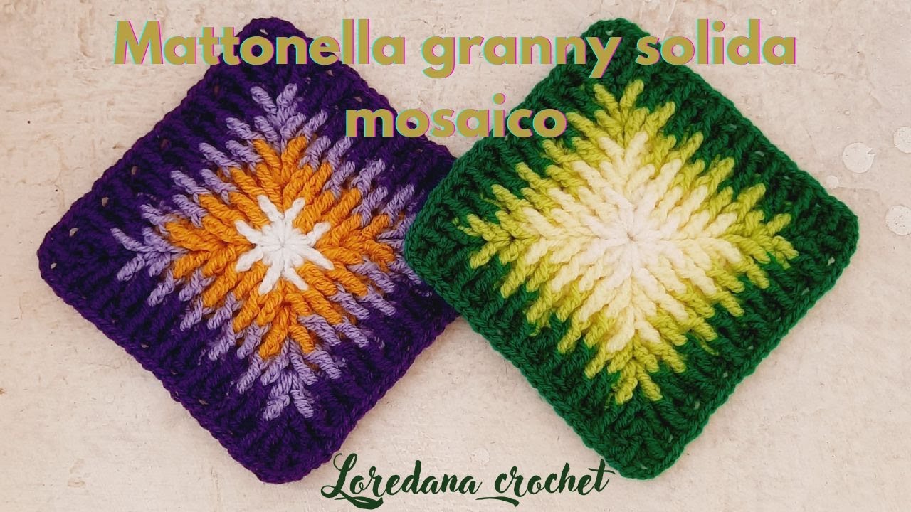 🔶️MATTONELLA GRANNY UNCINETTO SOLIDA MOSAICO A PUNTO ALPINO🔶️CROCHET SOLID GRANNY SQUARE MOSAIC