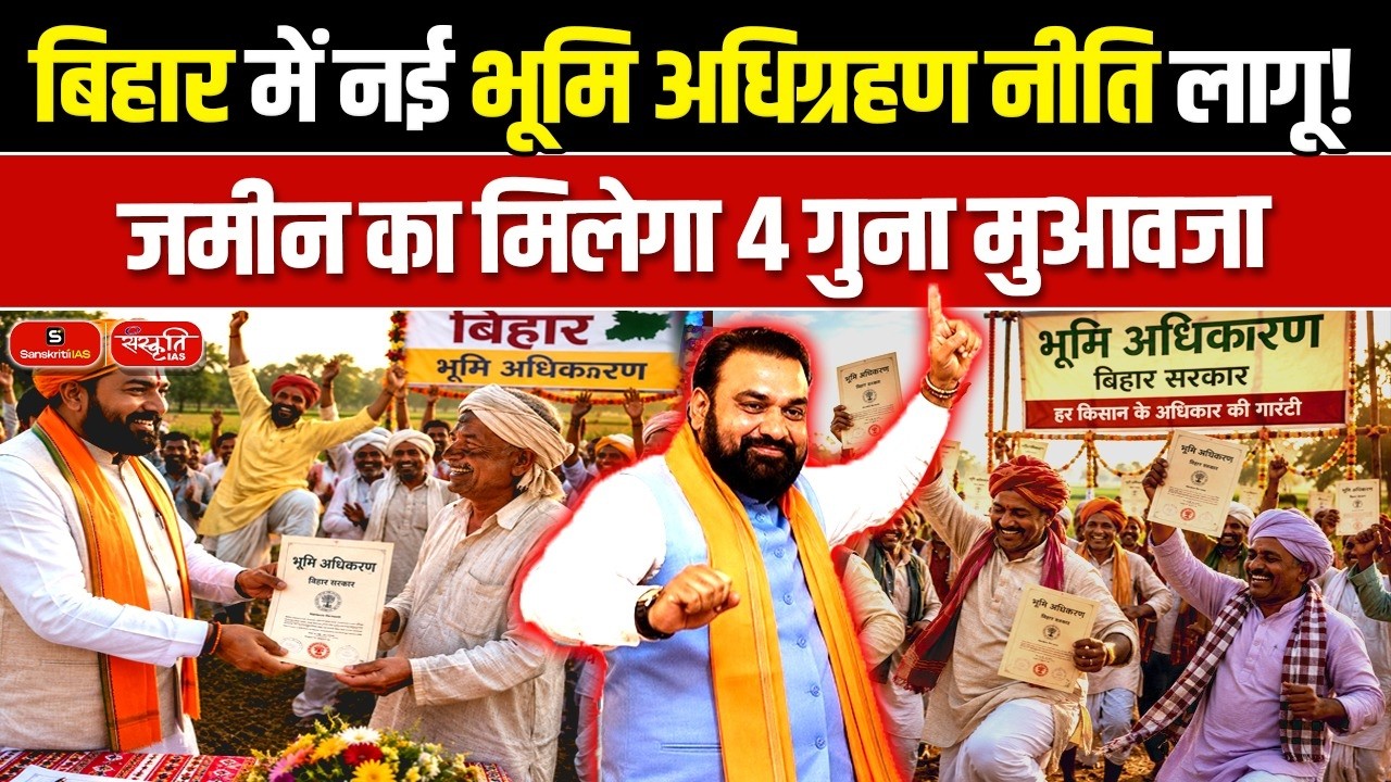 Bihar&rsquo;s New Land Acquisition Policy 2026 | Farmers to Get Bumper Compensation | Sanskriti PCS