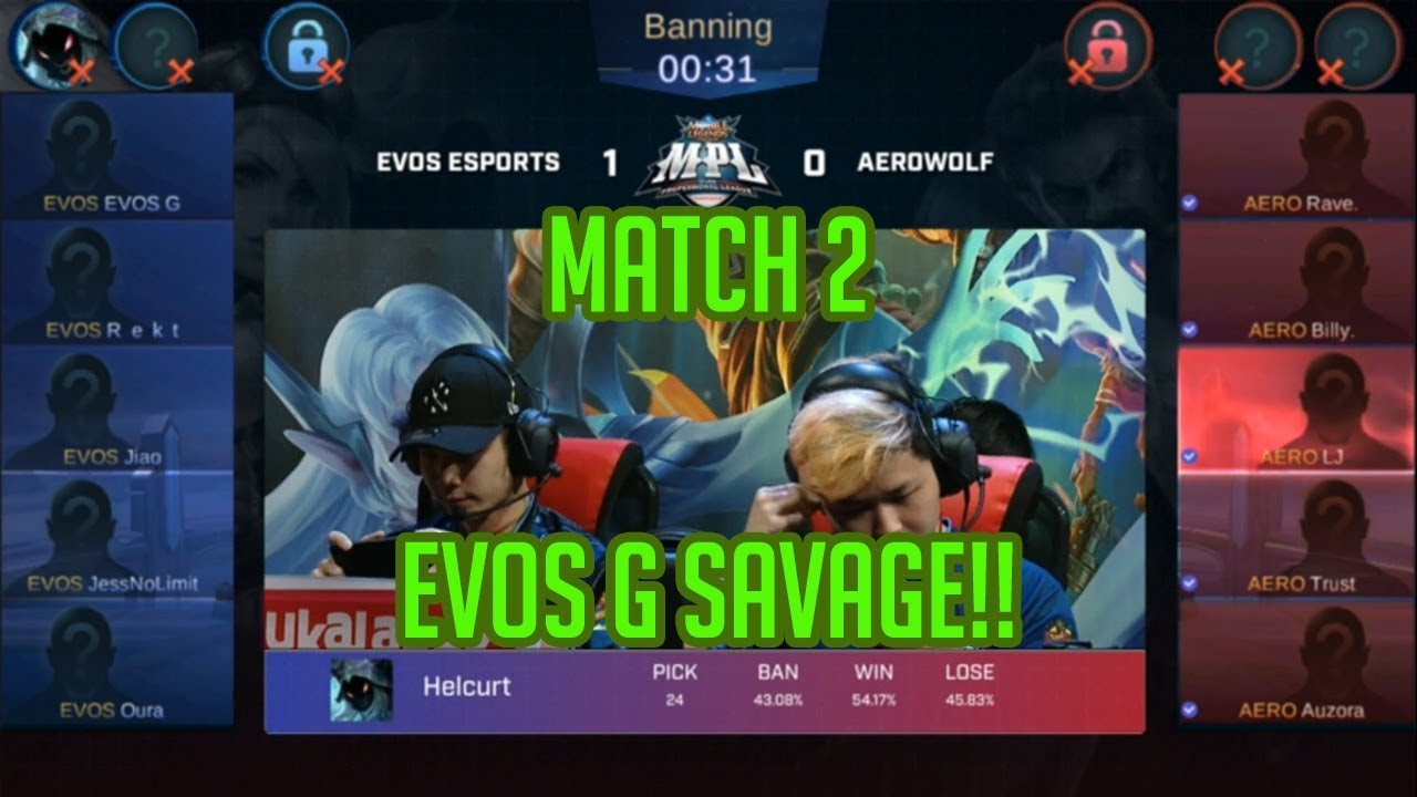 EVOS G SAVAGE! EVOS vs AEROWOLF MATCH 2 - MPL ID SEASON 3 WEEK 3 DAY 2 - Mobile Legends
