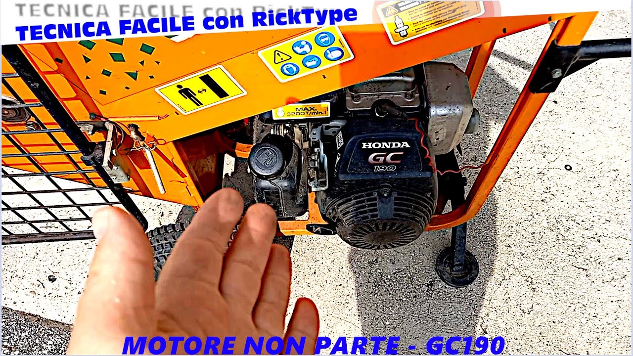Biotrituratore con motore Honda GC190 non parte: ripristino e trovo la causa