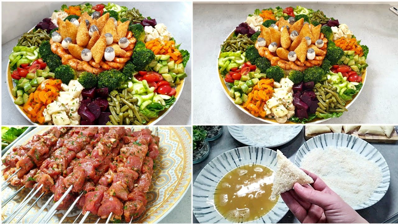 غداء عائلي‼️سلطة راقية كلشي حماق عليها😋و قطبان بشروملة رائعة بطريقة ماما😍وبريوات الجبن المقرمشين
