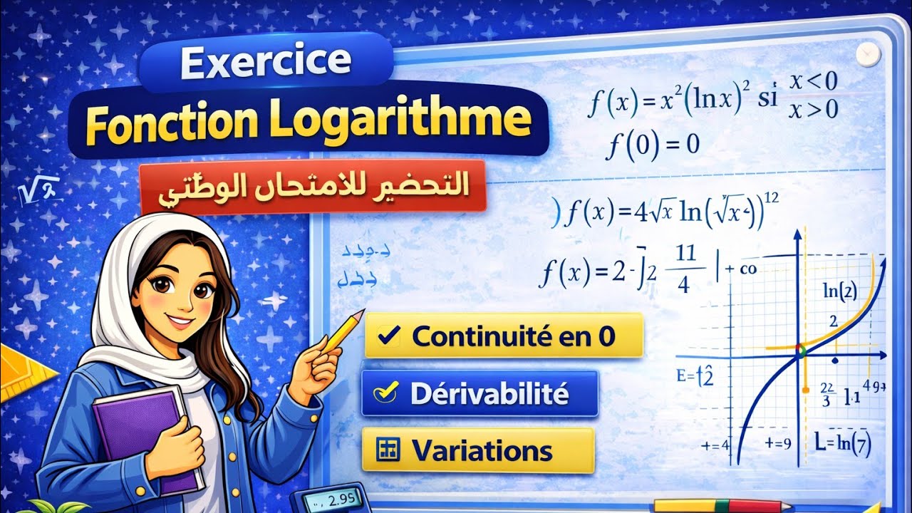 🔴 Exercice : Étude complète de la fonction logarithme | 2 Bac علوم | شرح احترافي