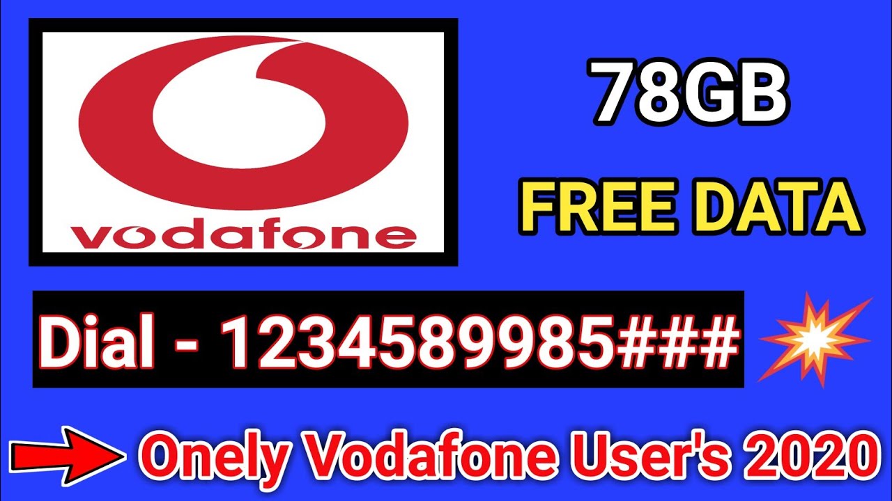 Vodafone 78GB Free 4G Data Offer 2020 | Vodafone Free Internet Trick | Vodafone Free Data Code 2020