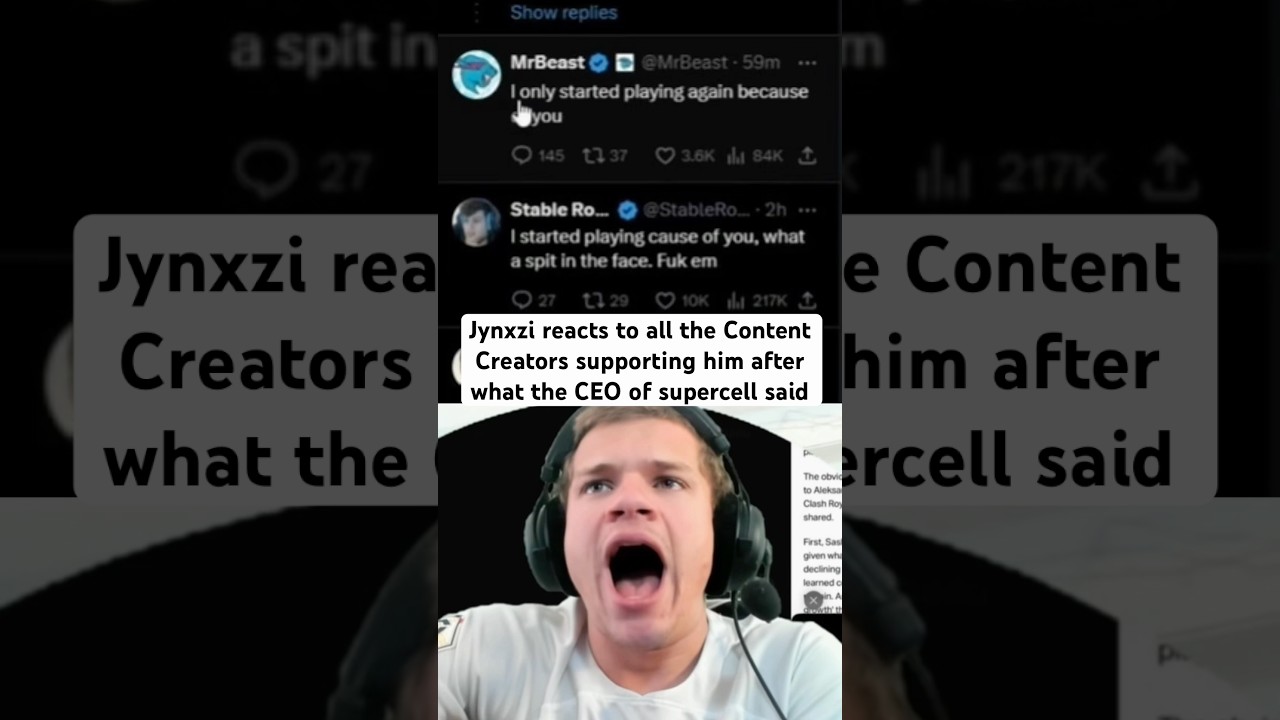 Content Creators Vs Supercell CEO (jynxzis reaction) #jynxzi #supercell #ceo #tweet #drama #support